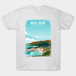 Big Sur California Beach Coast Ocean Travel Poster T-Shirt